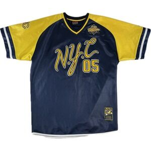 Vtg FUBU 05 Shirt Jersey‎ Men's XL Navy Blue Yellow NYC City Series Collection